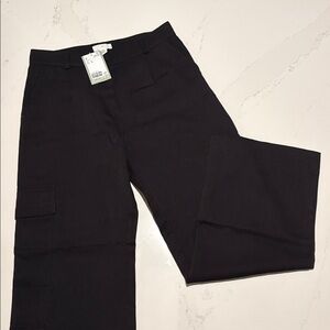 H&M Wide Leg Cargo Black Trousers, size 8